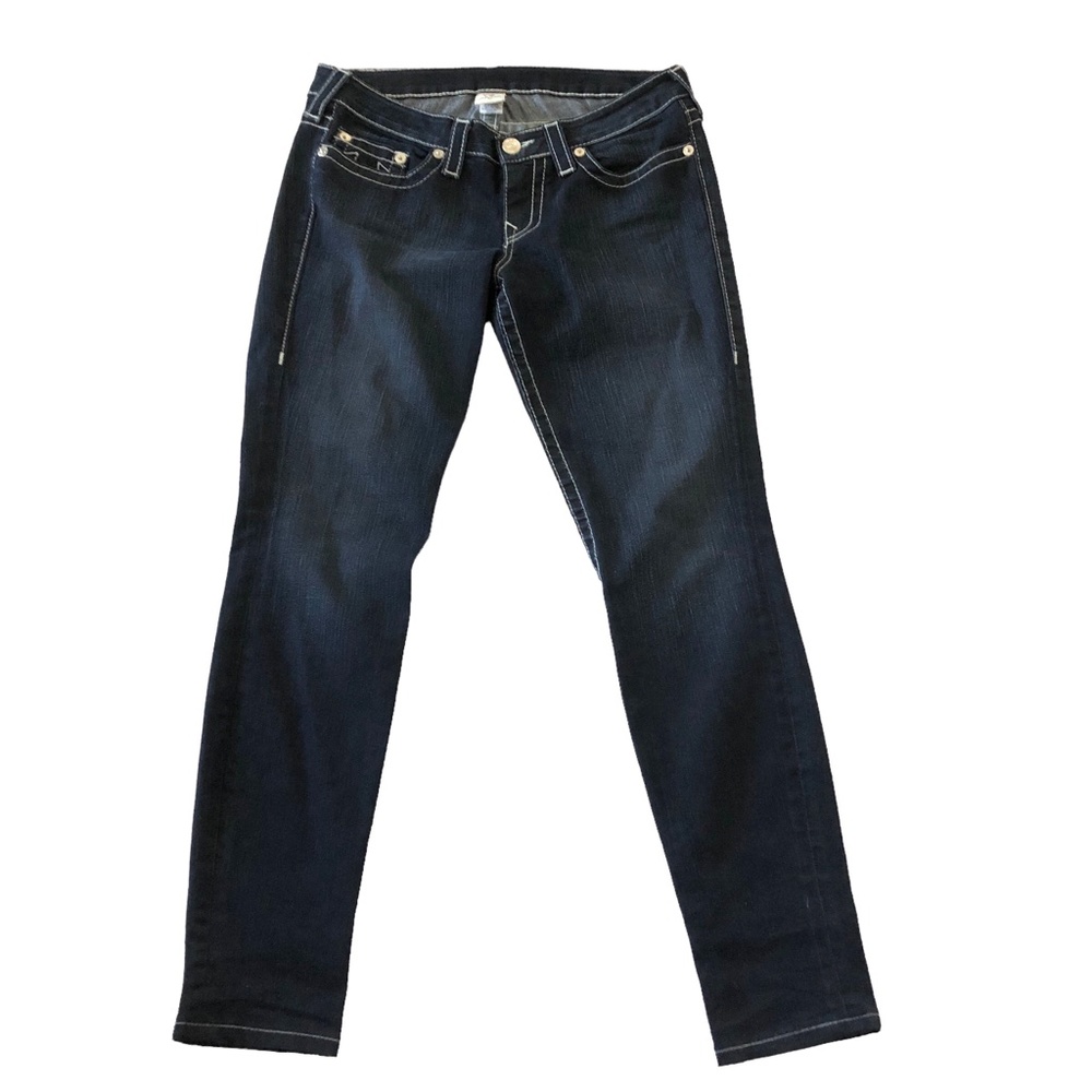 True Religion Skinny Stretch Jeans Silver Bead Pockets 31 - Picture 3 of 7
